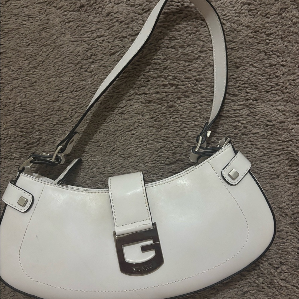 Guess White Shoulder Bag with Silver Accent - Picture 2 of 4